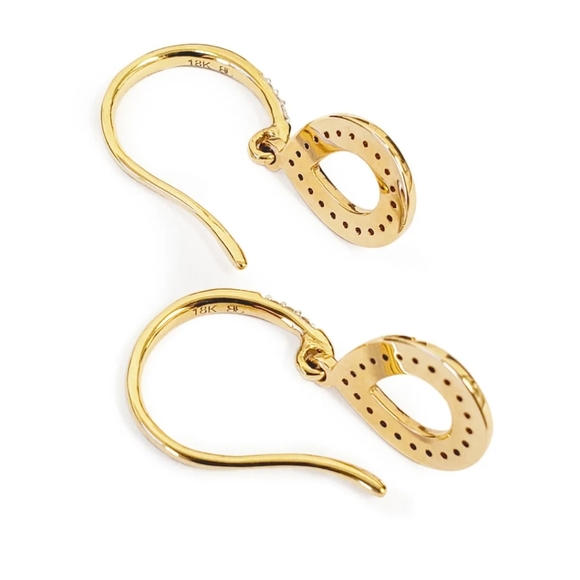 Bony Levy 18K Yellow Gold Pave Diamond Open Pear Shape Drop Earrings - Picture 3 of 5